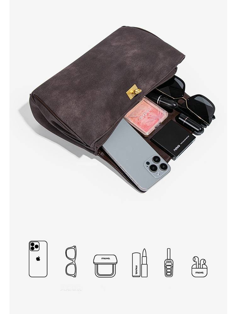 Minimalist suede tote shoulder bag