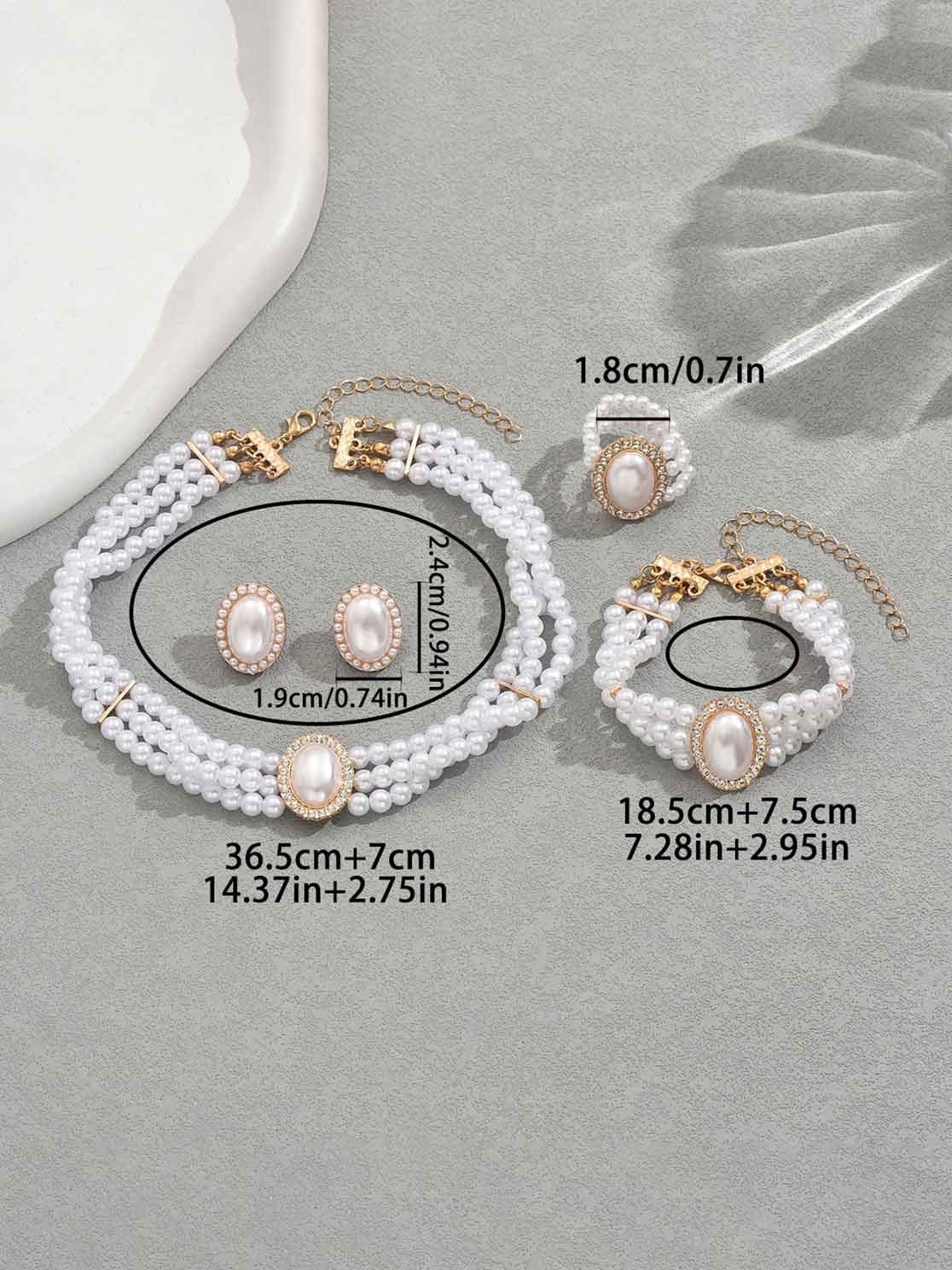 Versatile Retro Multi-layer Diamond And Pearl Clavicle Necklace Set
