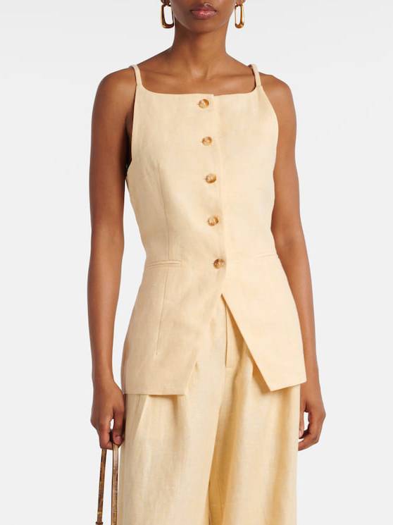 Minimalist Sling Tank Top And Wide Leg Pants Suit-Top