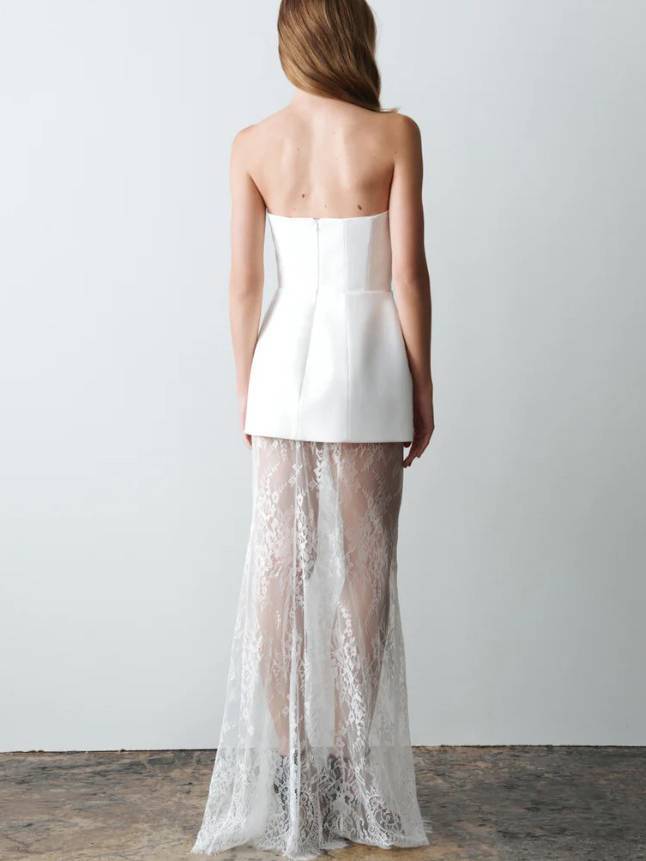 Elegant Tube Top Lace Maxi Dress