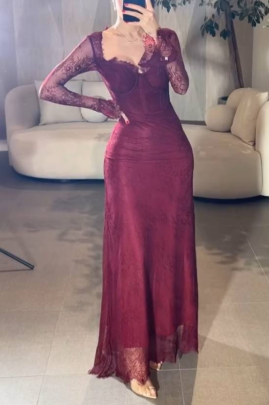 Lace Fishtail Maxi Dress