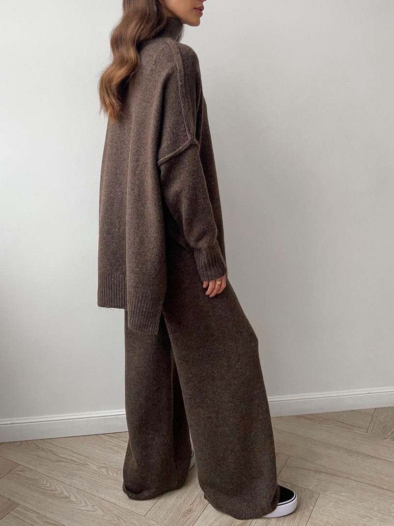 Lazy Thickened Knit Pants Suit