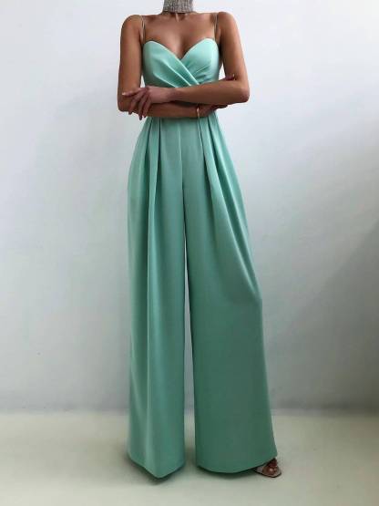 Suspender Tight Waist Straight Mopping Minimalist Jumpsuit