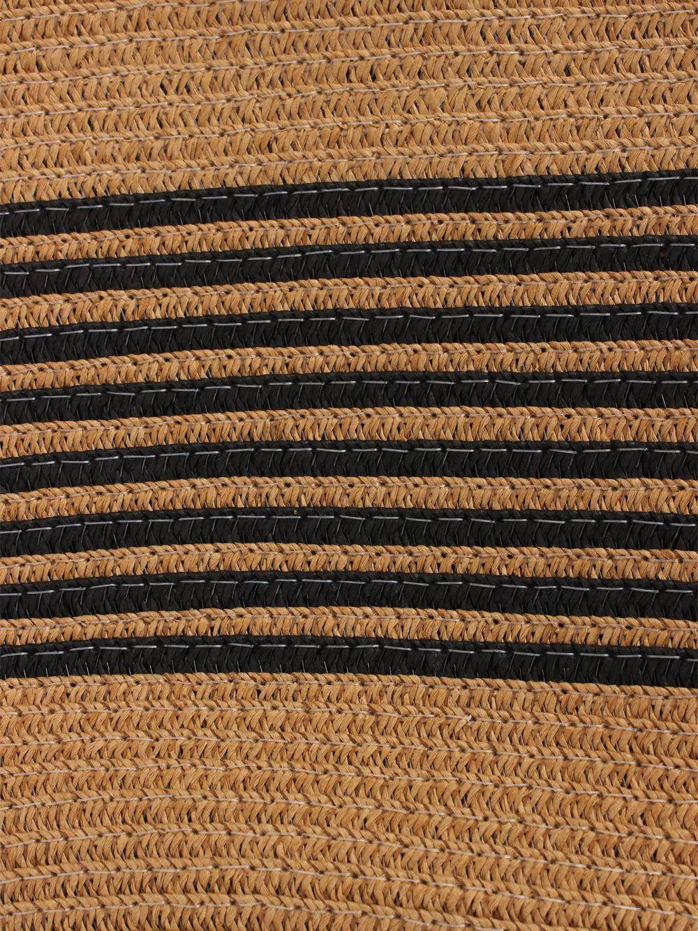 Bamboo Handle Striped Contrast Color Straw Handbag