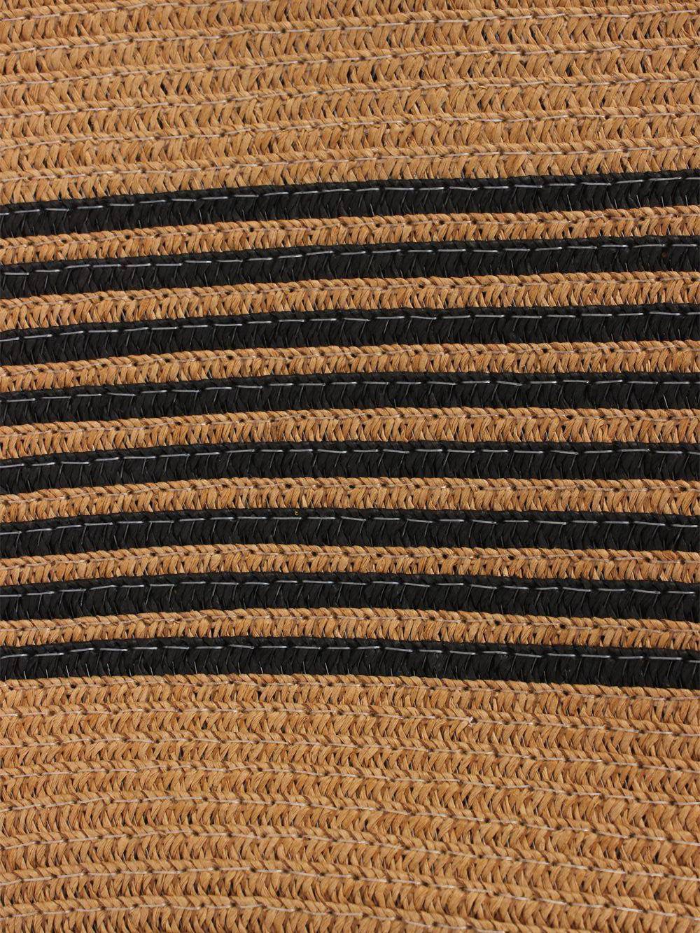 Bamboo Handle Striped Contrast Color Straw Handbag