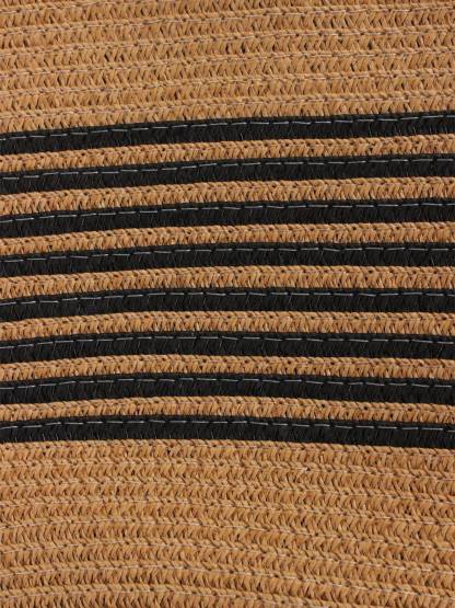 Bamboo Handle Striped Contrast Color Straw Handbag