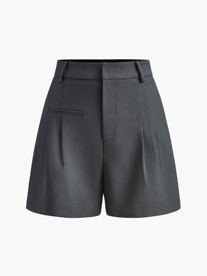 Semi-Sheer Mid-Waist Shorts Without Belt