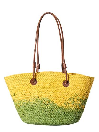 Gradient Colorful Hand-woven Beach Straw Bag