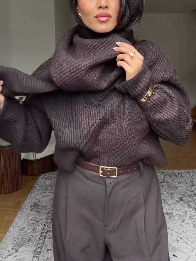 Scarf Design Pullover Sweater