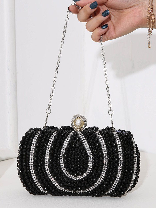 Vintage Ladies Pearl Evening Bag Handmade Beaded Embroidery Bag