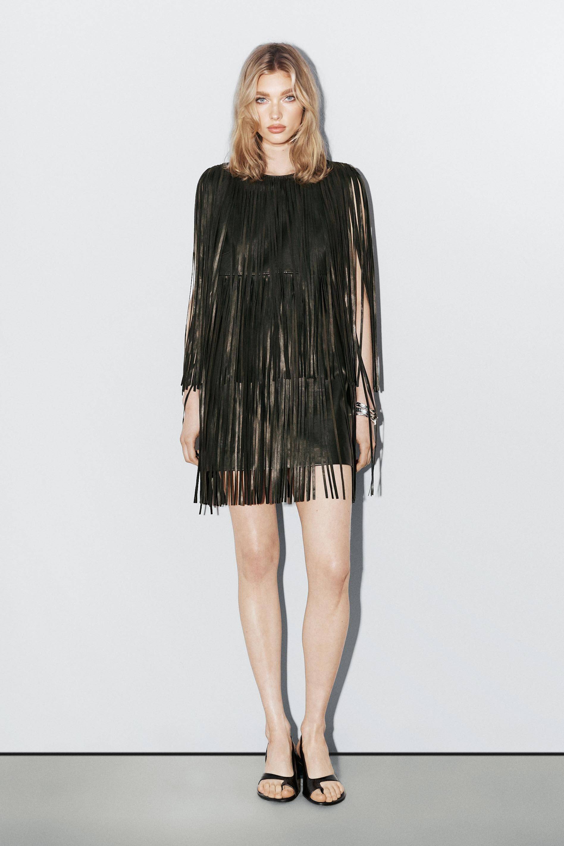 Tassel Design Mini Dress（Belt Not Included）