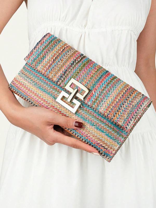 Straw Minimalist Clutch Chain Bag