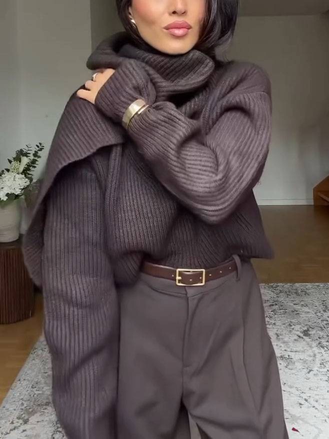 Scarf Design Pullover Sweater