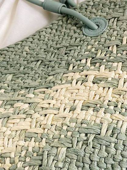 Gradient Colorful Hand-woven Beach Straw Bag