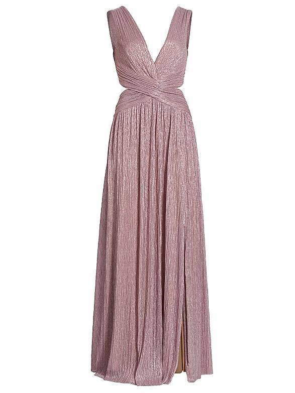 V-Neck Hollow Slit Maxi Dress