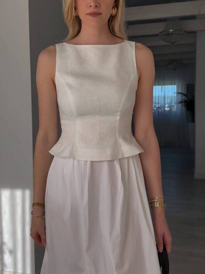 Minimalist Sleeveless High Waist A- Line Hem Shirt