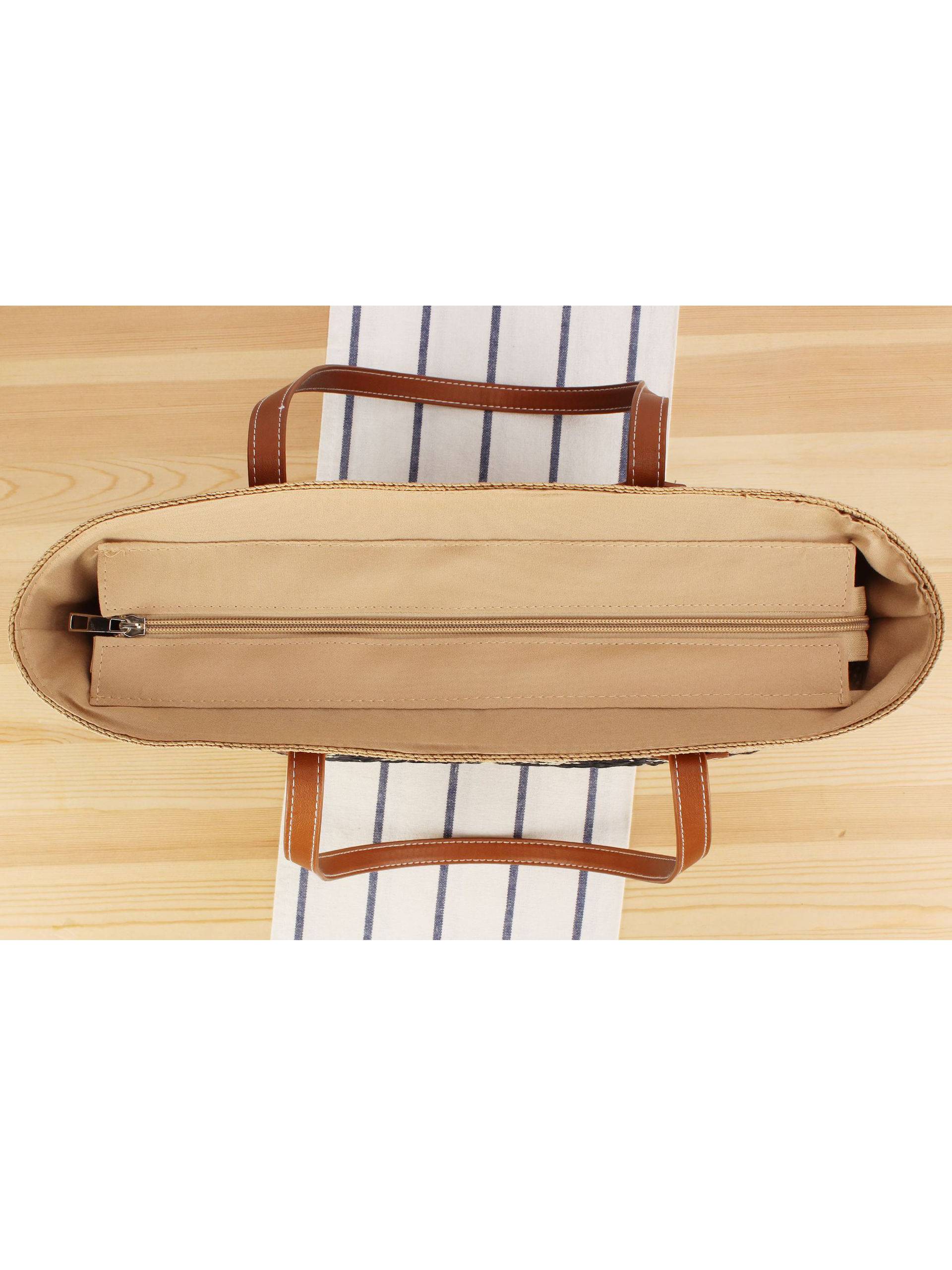 Contrast Color Straw Tote Bag