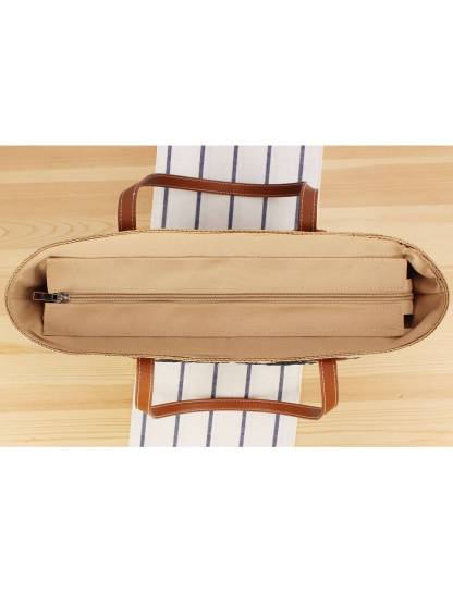 Contrast Color Straw Tote Bag