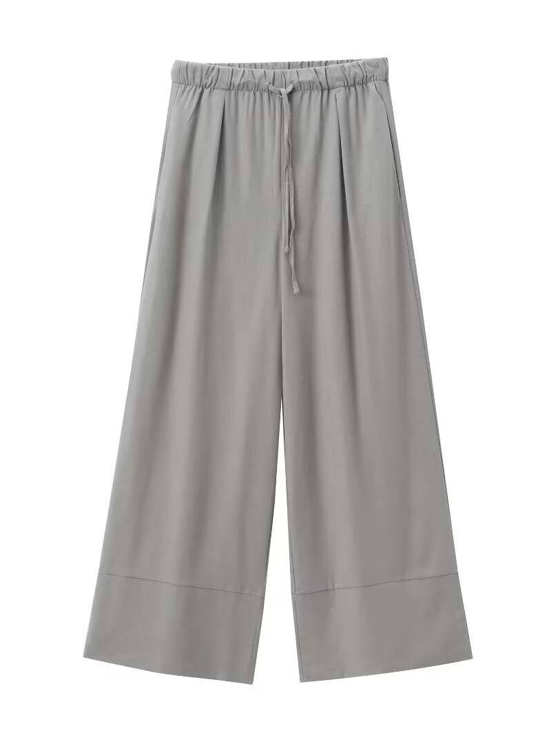 Cross Halter Tank Top And Wide Leg Pants Suit-Pants