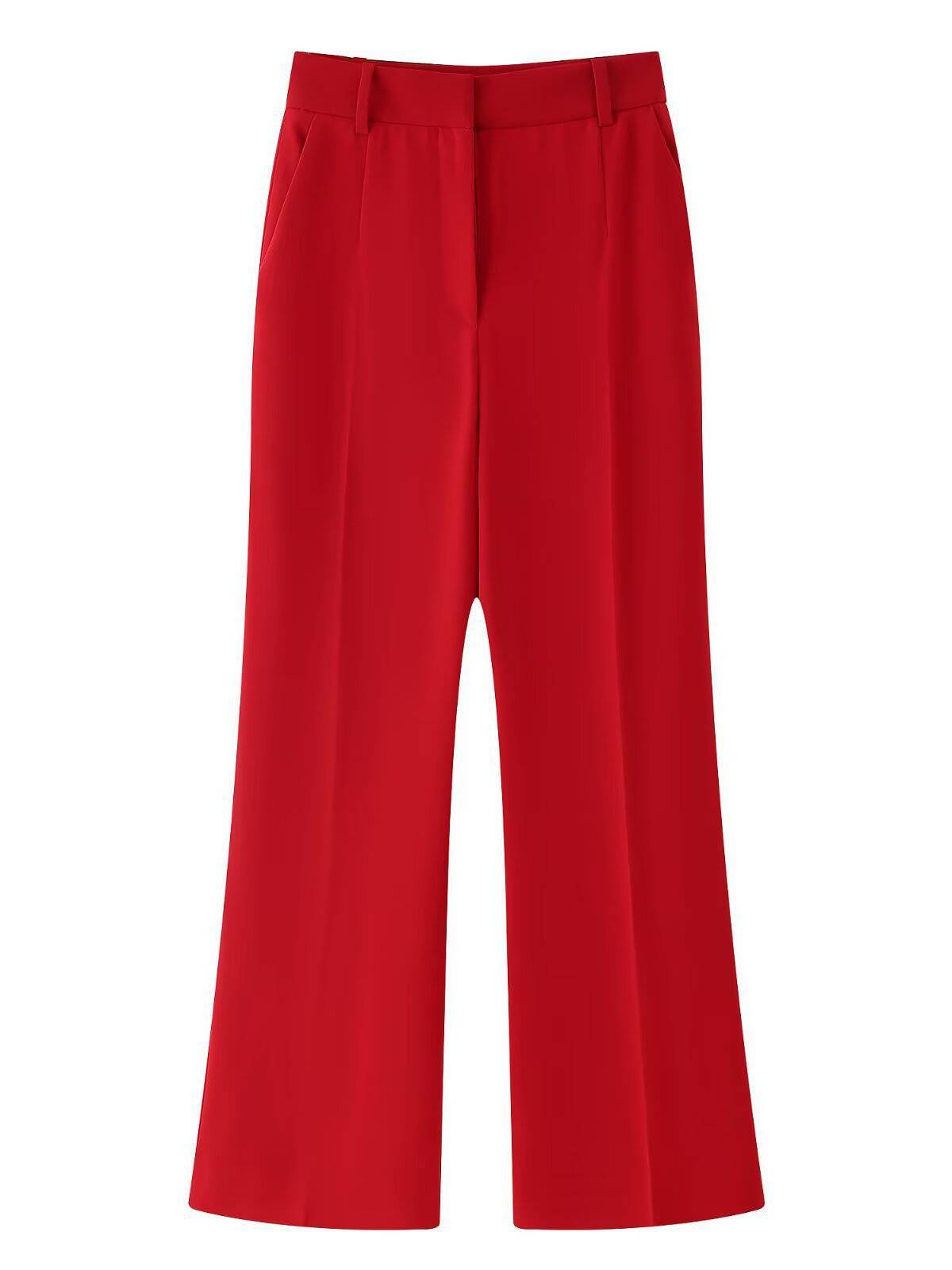 Minimalist V-neck Vest And Wide-leg Pants Suit-Pants