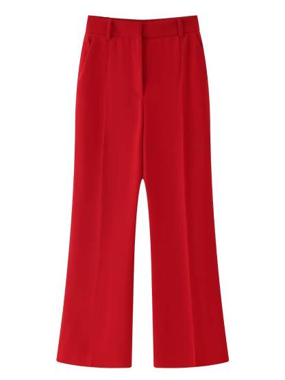 Minimalist V-neck Vest And Wide-leg Pants Suit-Pants