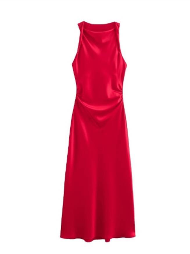 Sleeveless Satin Maxi Dress