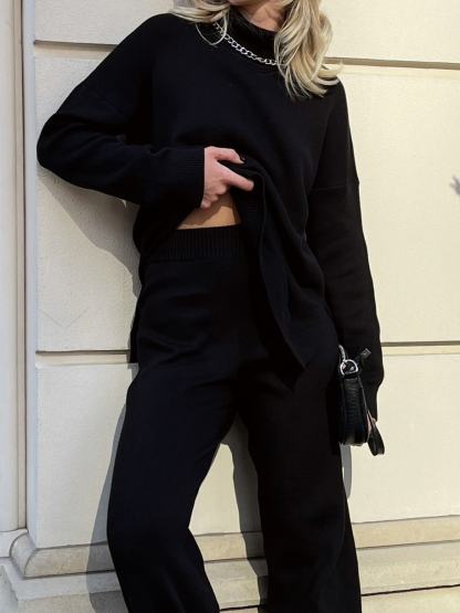 Side Slit Turtleneck Knitted Sweater