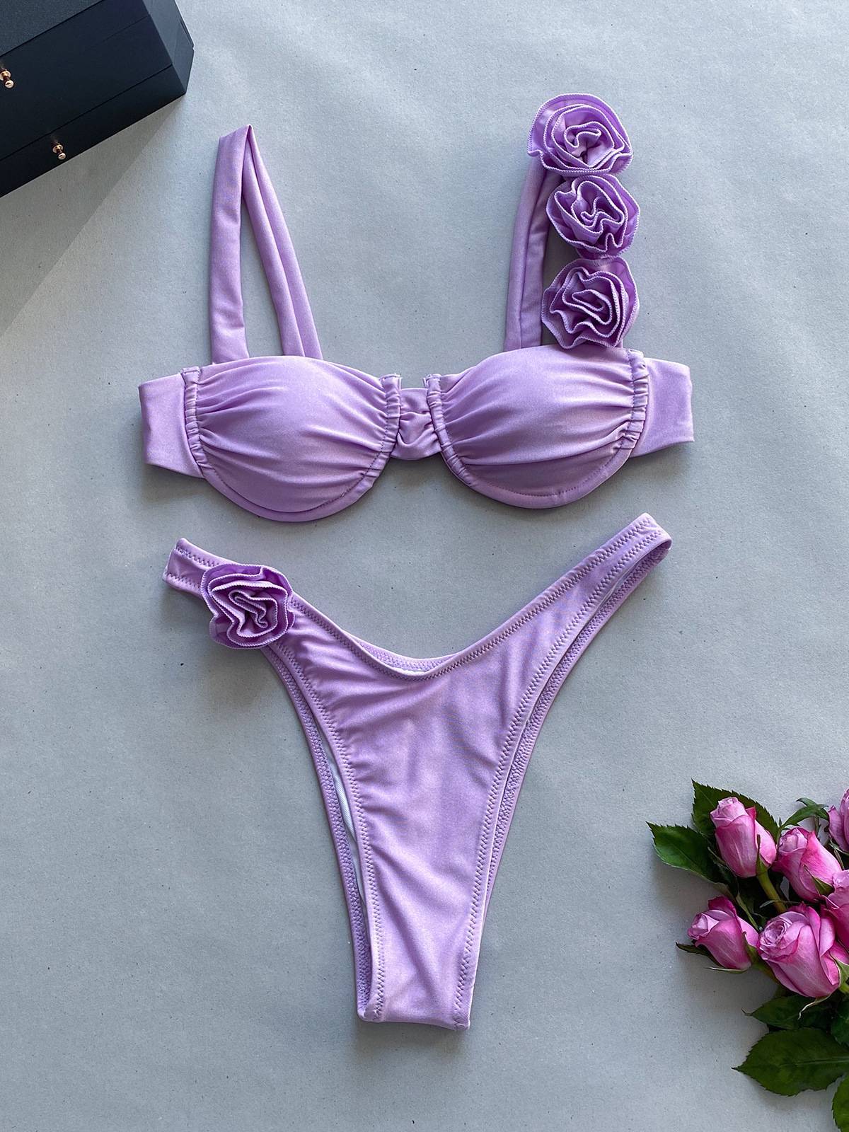 Three-dimensional Flower Bikini Two-piece Swimsuit