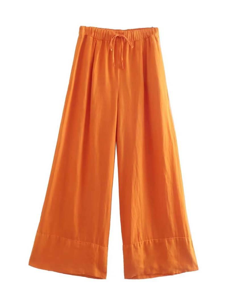 Cross Halter Tank Top And Wide Leg Pants Suit-Pants