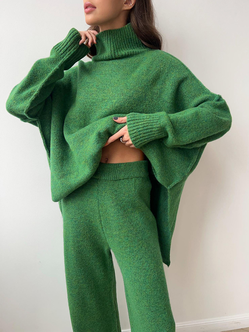 Lazy Thickened Knit Pants Suit