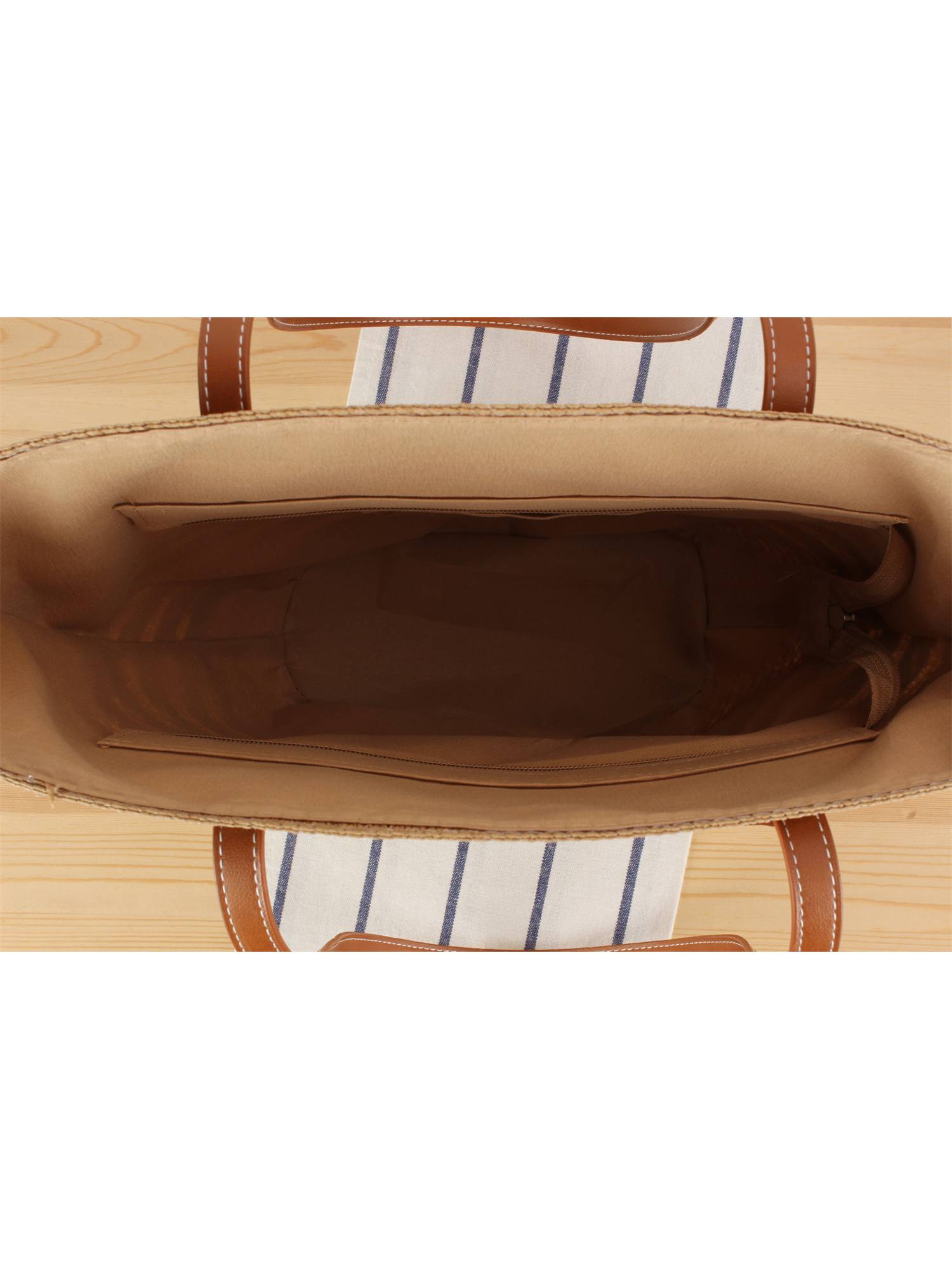 Contrast Color Straw Tote Bag