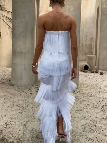 Tube Top Tassel Maxi Dress