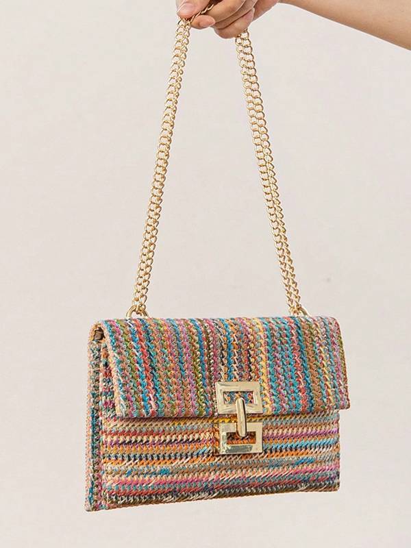 Straw Minimalist Clutch Chain Bag