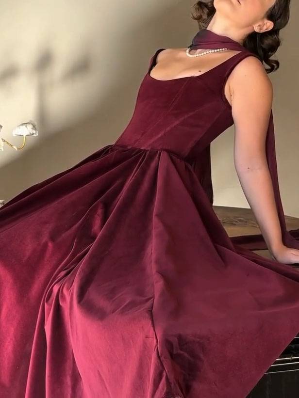 Velvet Scarf Design Sling Dress