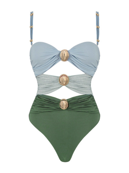 Hollow Stitching Three-color Sexy One-piece Swimsuit