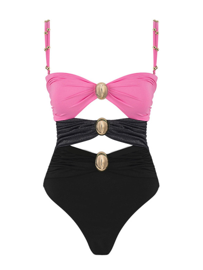 Hollow Stitching Three-color Sexy One-piece Swimsuit