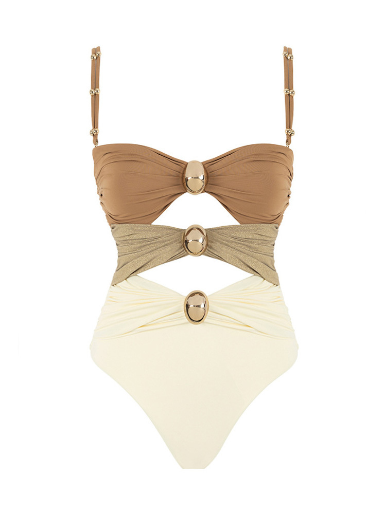 Hollow Stitching Three-color Sexy One-piece Swimsuit