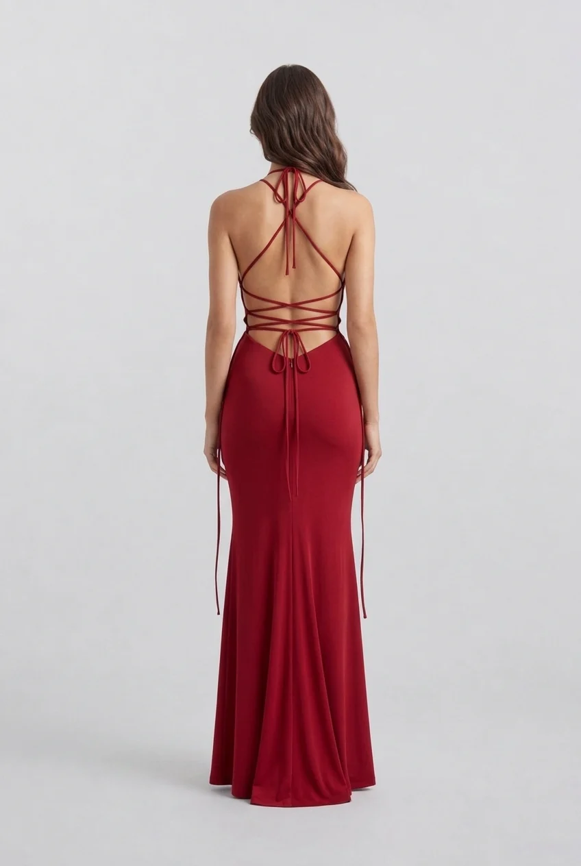 Deep V Neck Halter Sleeveless Floor Length Red Formal Evening Maxi Dress [erp-image:5a2a361e4521548807f35746]