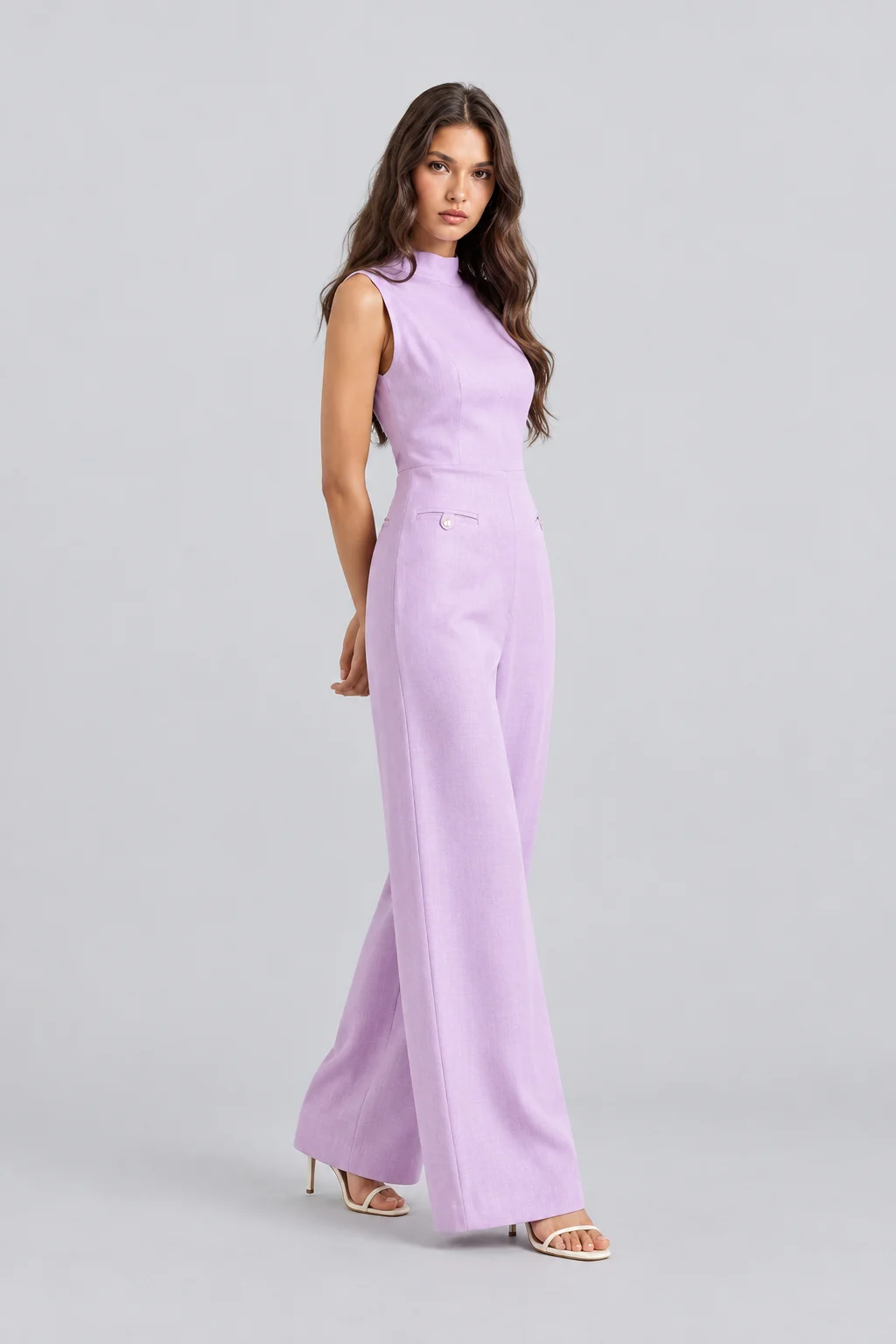 Sleeveless High Neck Wide Leg Jumpsuit in Light Pink [erp-image:db88ef39e3238260d00c7f2a]