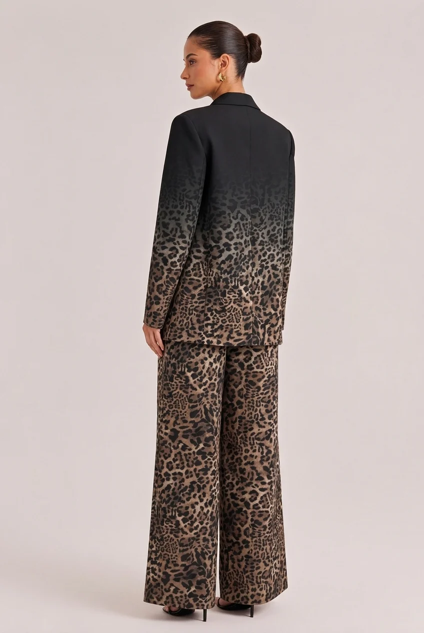 Ombré Leopard Print Blazer and Wide Leg Pants Two Piece Suit Set [erp-image:ab3d9a95640f12cadb4425fd]