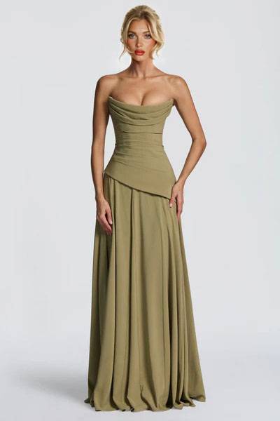 Pleated Design Scarf Maxi Dress