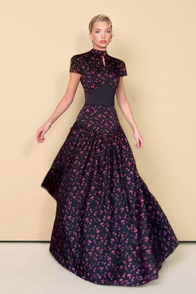 Waistband Floral Print Maxi Dress