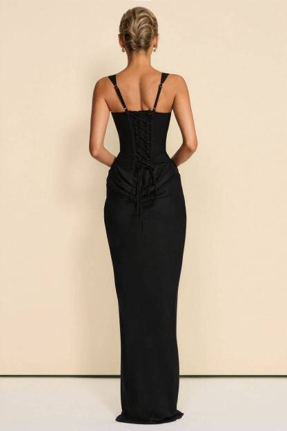 Sling Slim Fit Pleated Maxi Dress