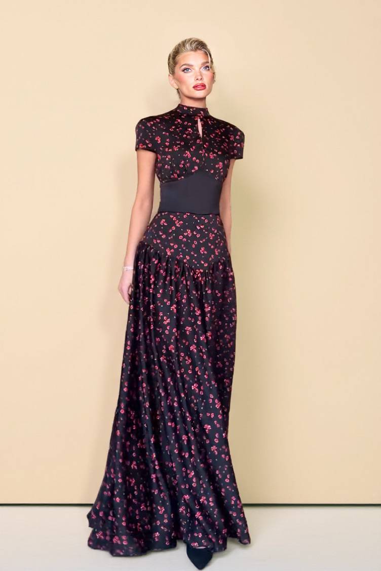 Waistband Floral Print Maxi Dress