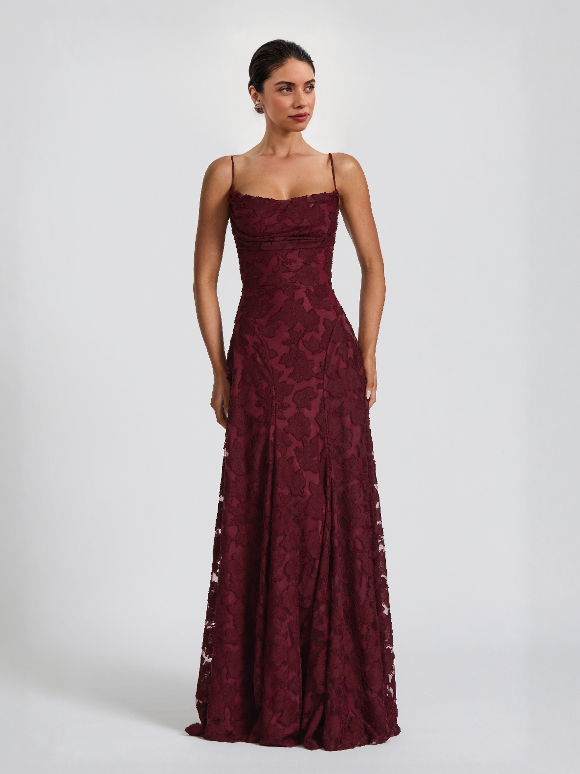Elegant Floral Lace Spaghetti Strap Maxi Dress