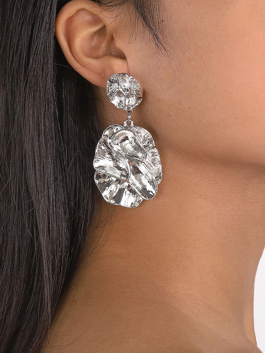 Retro Simple Geometric Irregular Leaf Earrings