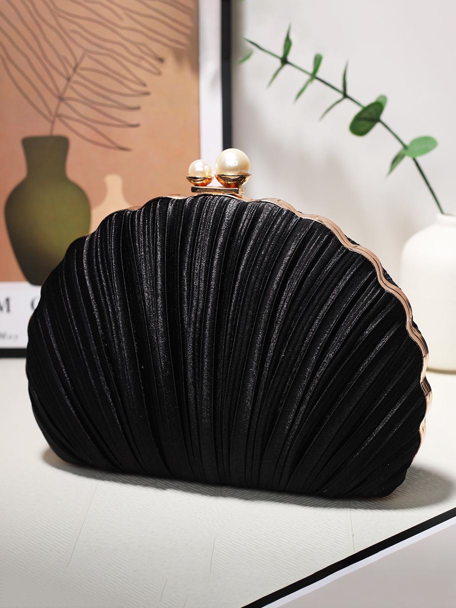 Shell Evening Bag Pleated Clutch