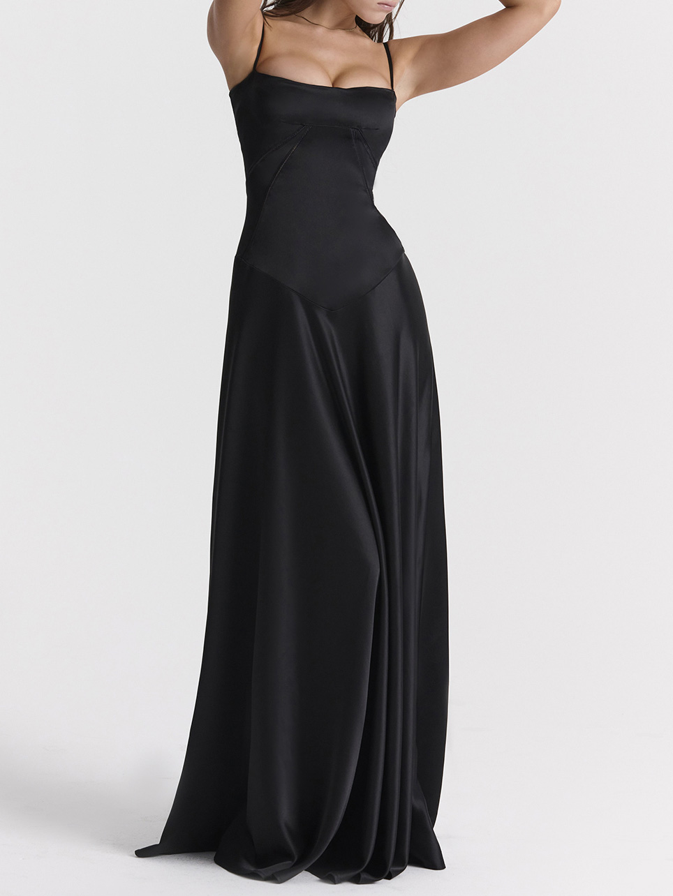 Elegant French Tie Slim Backless Evening Gown Maxi Dress