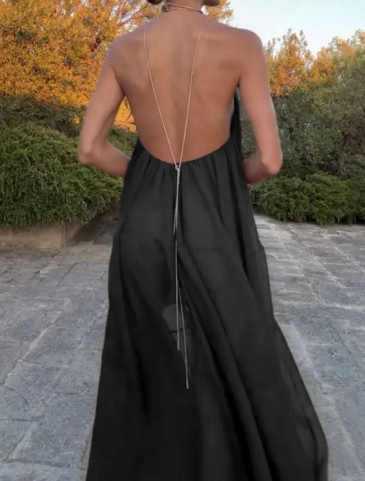 Elegant V-neck Chiffon Flowy Maxi Dress