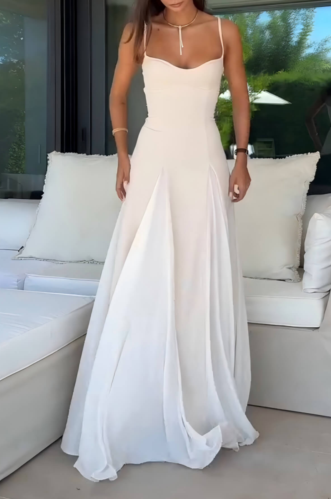 Elegance Panelled Tulle A-line Slip Maxi Dress